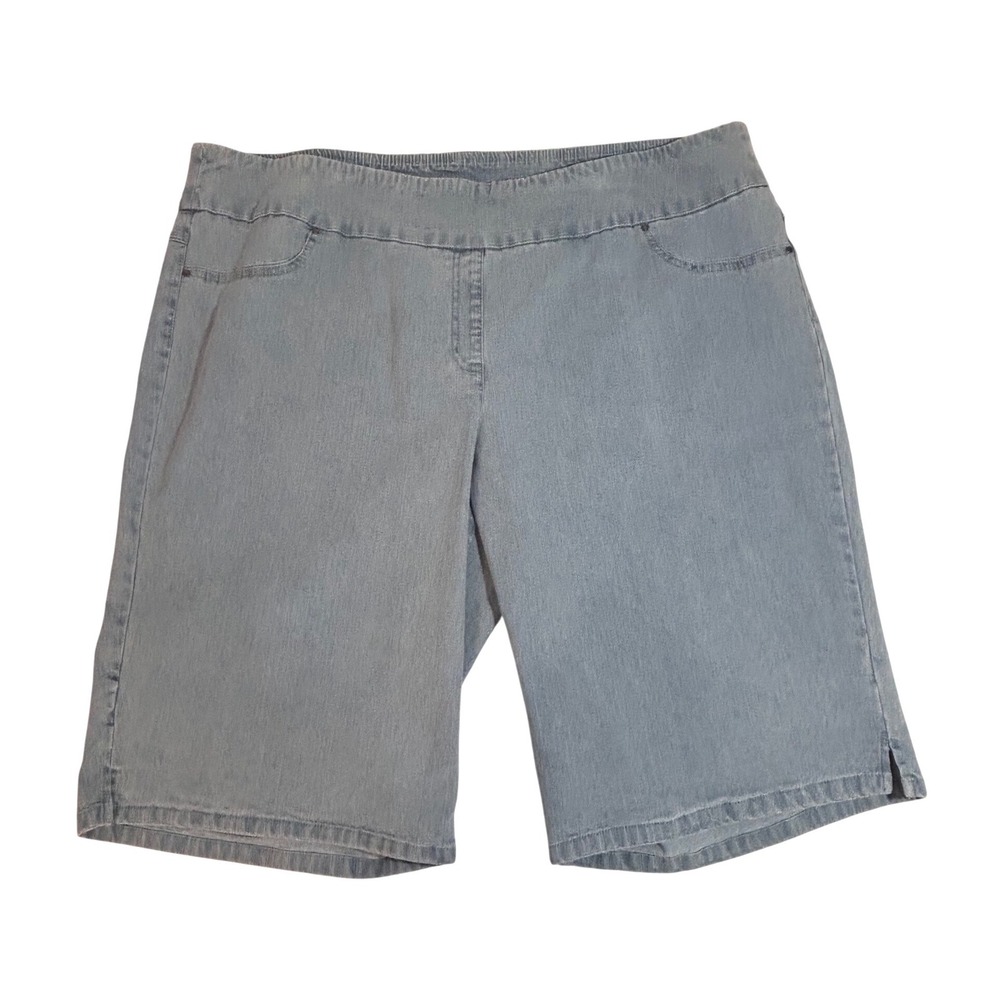 Ruby Rd. Woman 22W Blue Denim Pull On Contour Waistband Bermuda Shorts Stretch